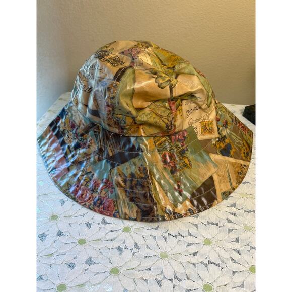 Vtg Nordic House Design Floppy Hat Vinyl Floral Vtg Design Sun Hat - Picture 6 of 7